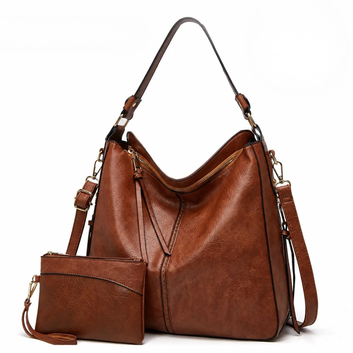 Borsa Hobo in Pelle di Lusso Antifurto + Portamonete Pouch GRATIS